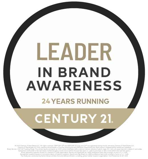 The Century 21 logo, with the slogan "Most Recognized Name in Real Estate"